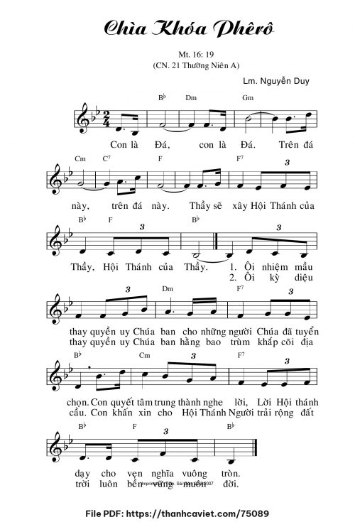 Chìa Khoá Phêrô - Lm. Nguyễn Duy - trang 1