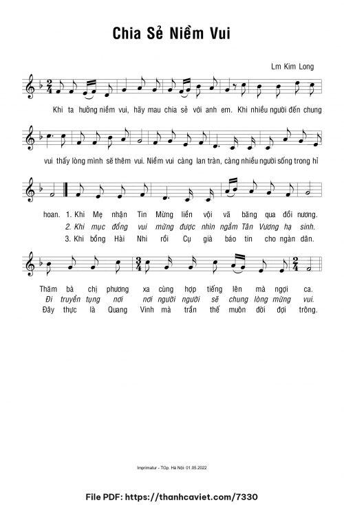 Chia sẻ niềm vui - Lm. Kim Long - trang 1