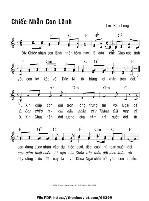 Chiếc nhẫn con lãnh - Lm. Kim Long - trang 1