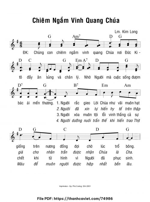 Chiêm ngắm vinh quang Chúa - Lm. Kim Long - trang 1