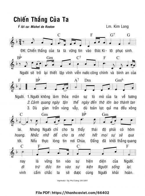 Chiến thắng của ta - Lm. Kim Long - trang 1