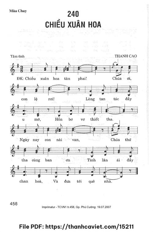 Chiều xuân hoa - Thanh Cao - trang 1