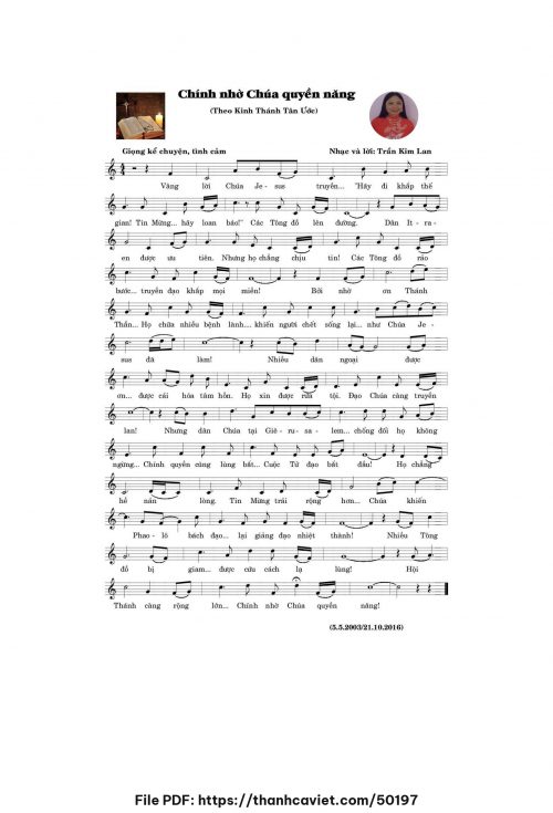Chính nhờ Chúa quyền năng - Trần Kim Lan - trang 1