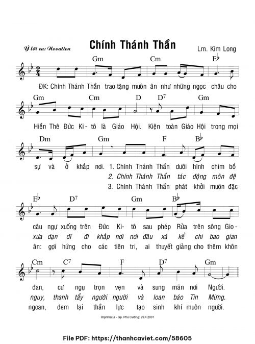 Chính Thánh Thần - Lm. Kim Long - trang 1