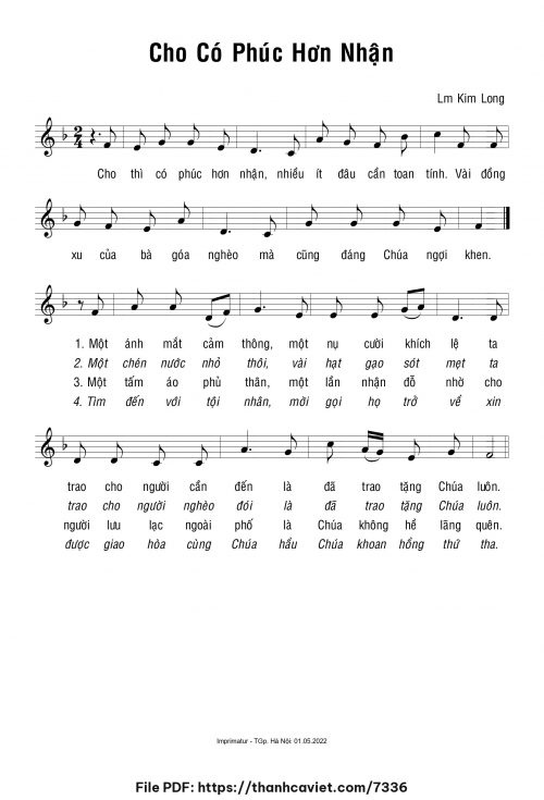 Cho có phúc hơn nhận - Lm. Kim Long - trang 1