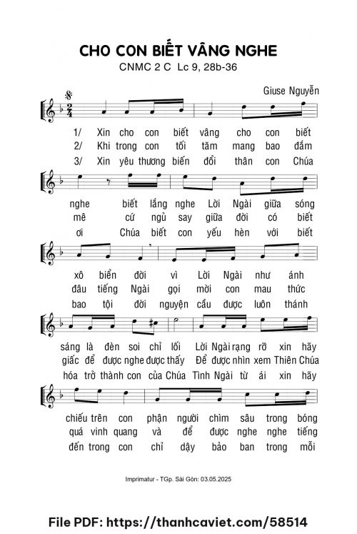Cho con biết vâng nghe - Giuse Nguyễn - trang 1