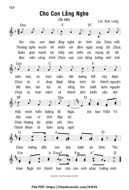 Cho con lắng nghe - Lm. Kim Long - trang 1