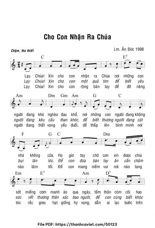 Cho con nhận ra Chúa - Lm. Ân Đức - trang 1