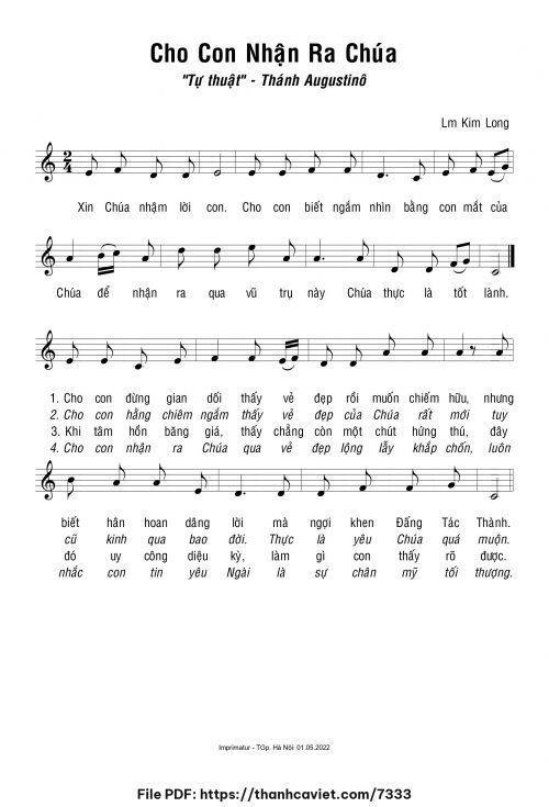 Cho con nhận ra Chúa - Lm. Kim Long - trang 1