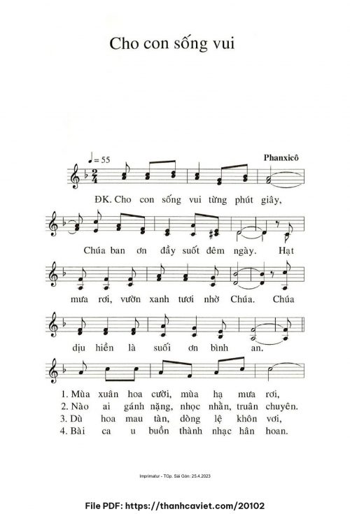 Cho con sống vui - Phanxicô - trang 1