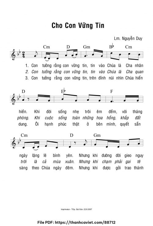 Cho con vững tin - Lm. Nguyễn Duy - trang 1