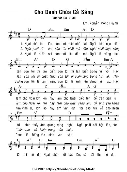 Cho danh Chúa cả sáng - Lm. Nguyễn Mộng Huỳnh - trang 1