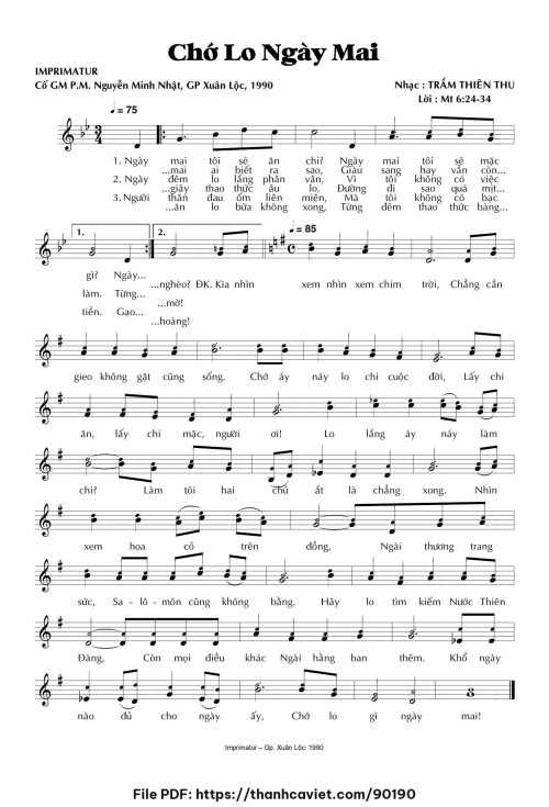 Chớ lo ngày mai - Trầm Thiên Thu - trang 1