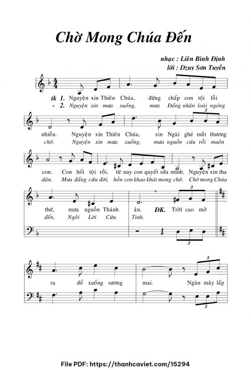 Chờ mong Chúa đến - Liên Bình Định - Lời: Dzuy Sơn Tuyền - trang 1