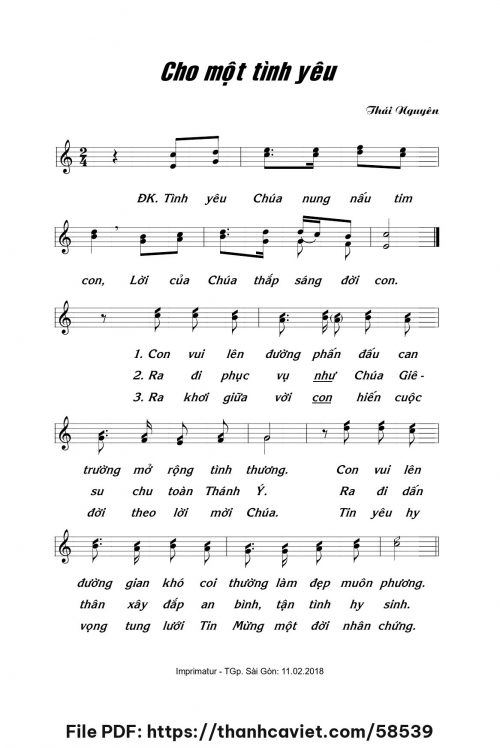 Cho một tình yêu - Lm. Thái Nguyên - trang 1