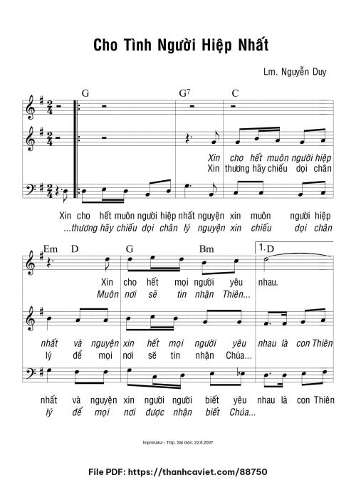 Cho tình người hiệp nhất - Lm. Nguyễn Duy - trang 1