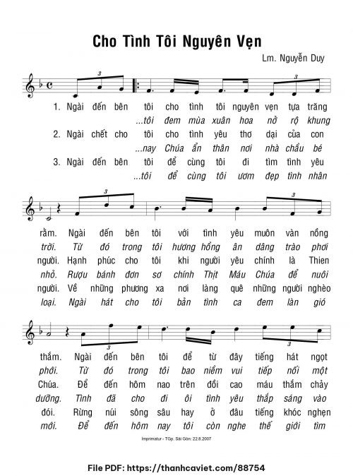 Cho tình tôi nguyên vẹn - Lm. Nguyễn Duy - trang 1