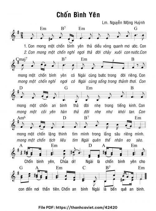 Chốn bình yên - Lm. Nguyễn Mộng Huỳnh - trang 1