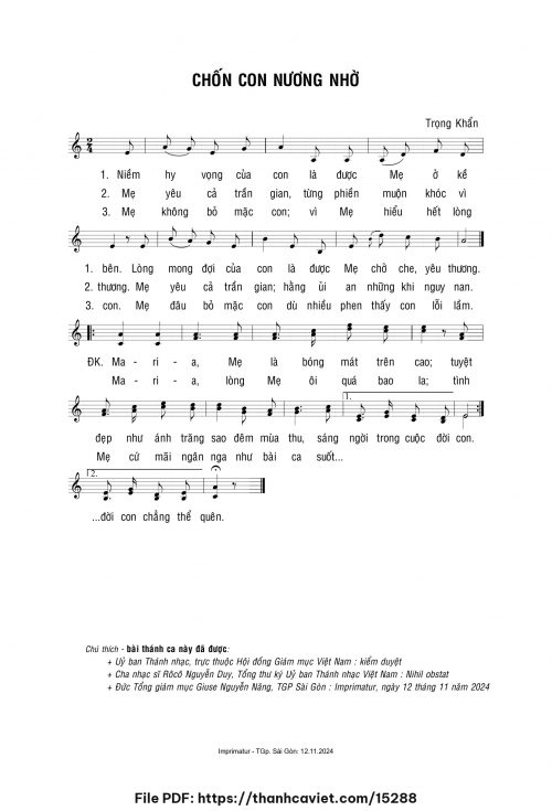 Chốn con nương nhờ - Lm. Trọng Khẩn - trang 1