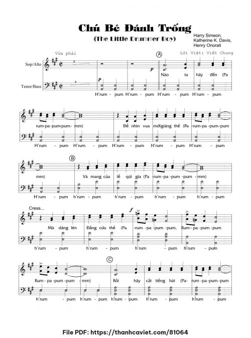 Chú Bé Đánh Trống - Viết Chung (Nhạc Ngoại, lời Việt) - trang 1
