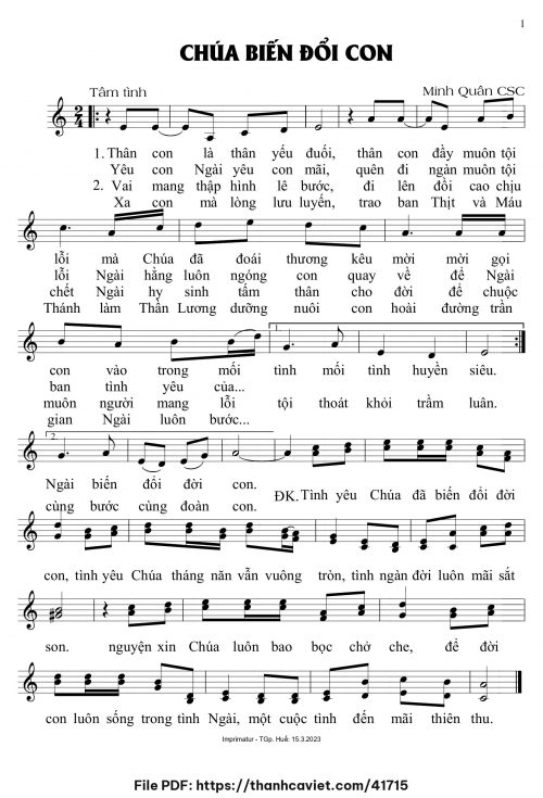 Chúa biến đổi con - Minh Quân CSC - trang 1
