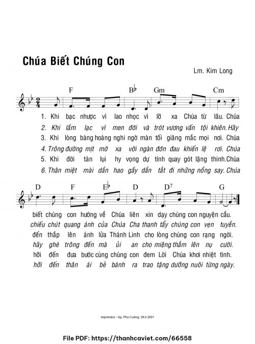 Chúa biết chúng con - Lm. Kim Long - trang 1