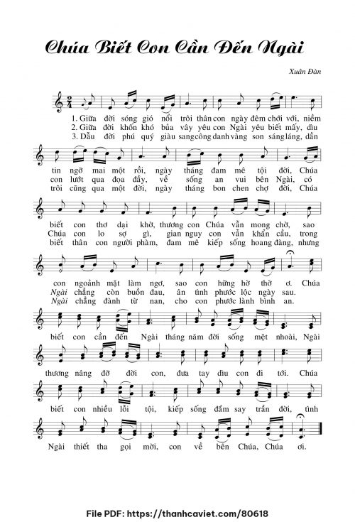 Chúa biết con cần đến Ngài - Xuân Đàn - trang 1