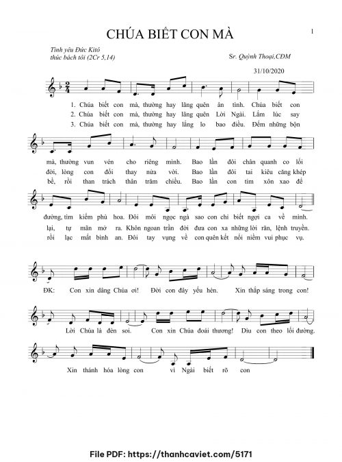 Chúa biết con mà - Sr. Quỳnh Thoại - trang 1