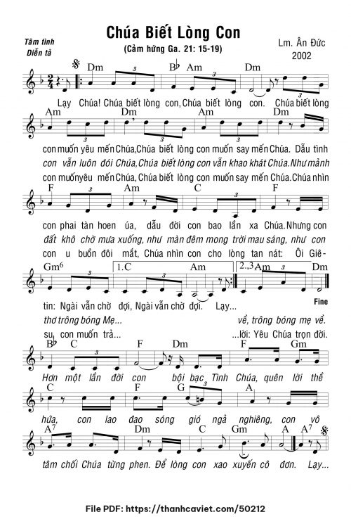 Chúa biết lòng con - Lm. Ân Đức - trang 1