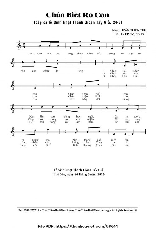 Chúa biết rõ con - Trầm Thiên Thu - trang 1