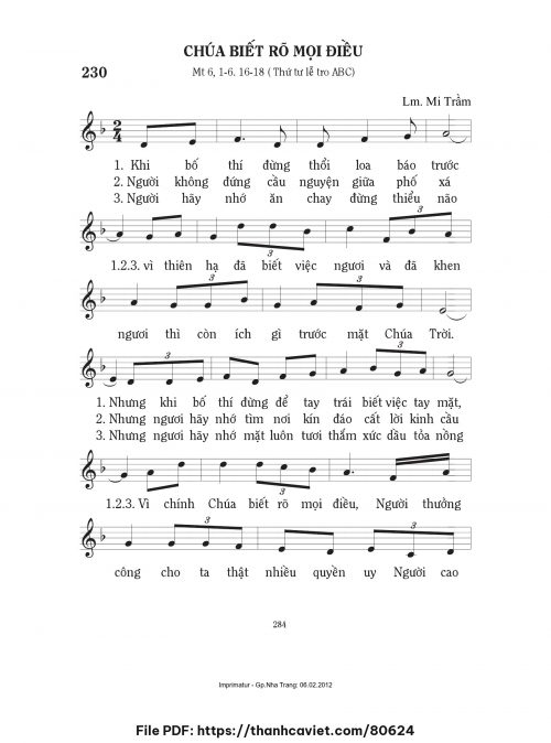 Chúa biết rõ mọi điều - Lm. Mi Trầm - trang 1
