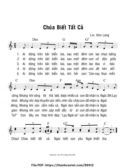 Chúa biết tất cả - Lm. Kim Long - trang 1
