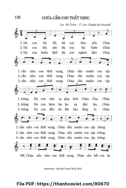Chúa cấm con thất vọng - Lm. Mi Trầm - trang 1