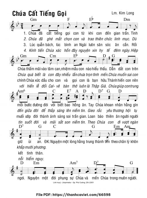 Chúa cất tiếng gọi - Lm. Kim Long - trang 1
