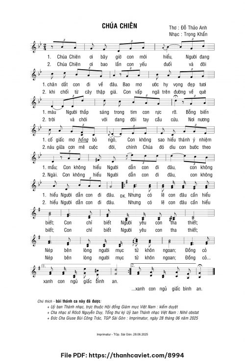 Chúa Chiên - Lm. Trọng Khẩn - Thơ: Đỗ Thảo Anh - trang 1