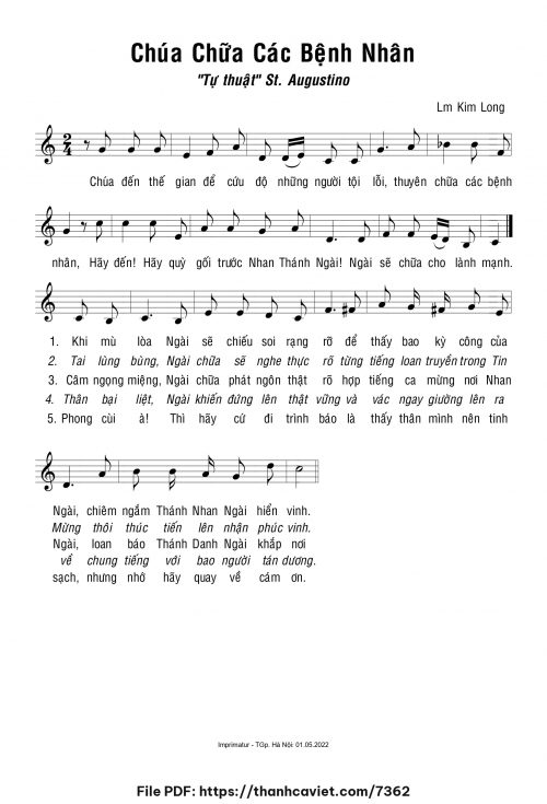 Chúa chữa các bệnh nhân - Lm. Kim Long - trang 1