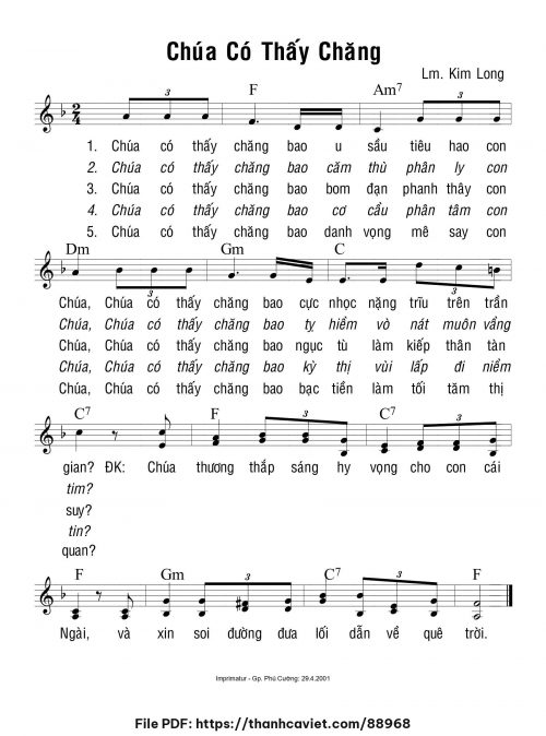 Chúa có thấy chăng - Lm. Kim Long - trang 1
