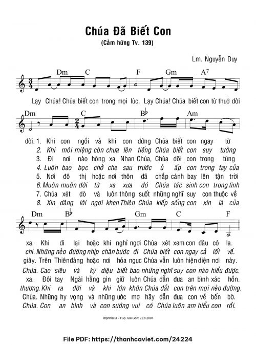 Chúa đã biết con - Lm. Nguyễn Duy - trang 1