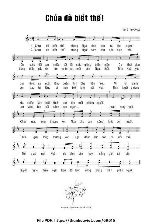 Chúa đã biết thế - Thế Thông - trang 1