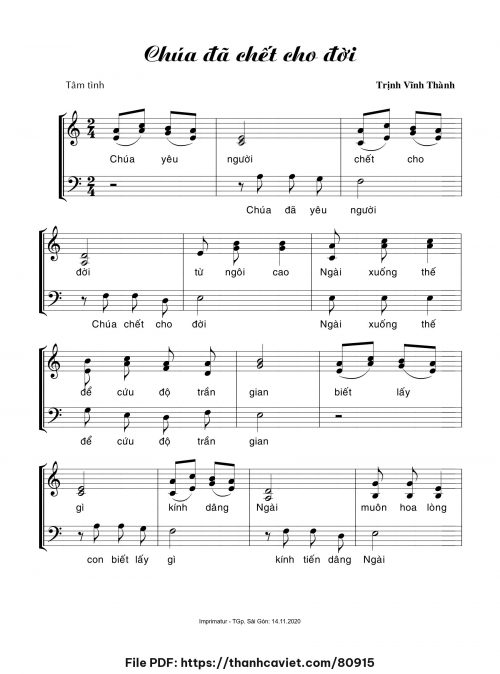 Chúa đã chết cho đời - Trịnh Vĩnh Thành - trang 1