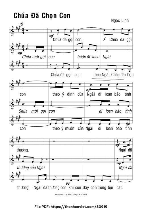 Chúa đã chọn con - Ngọc Linh - trang 1