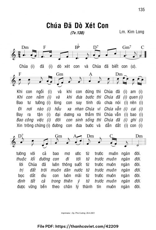 Chúa đã dò xét con - Lm. Kim Long - trang 1