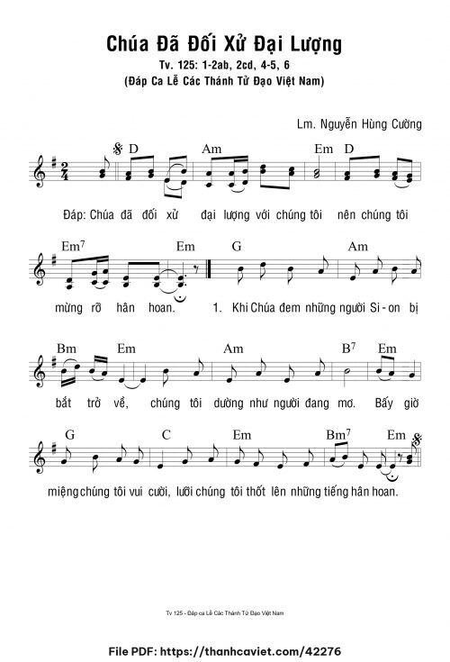 Chúa đã đối xử đại lượng - Lm. Nguyễn Hùng Cường - trang 1