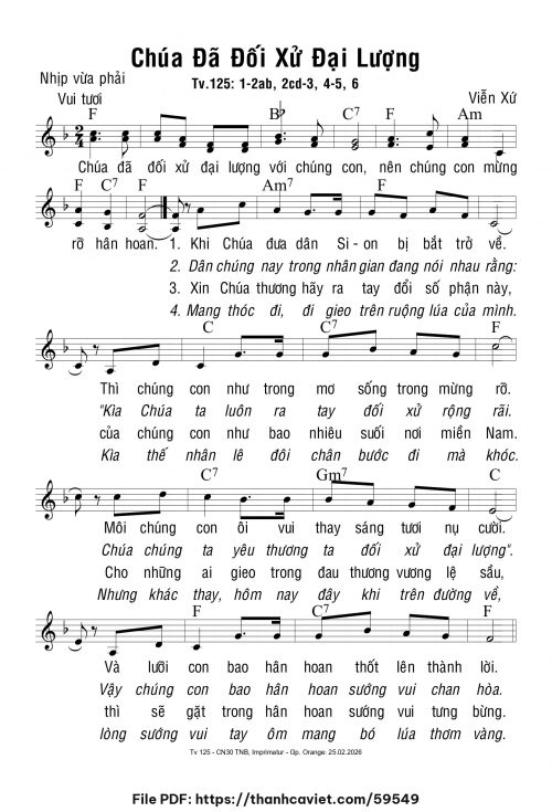 Chúa đã đối xử đại lượng - Viễn Xứ - trang 1