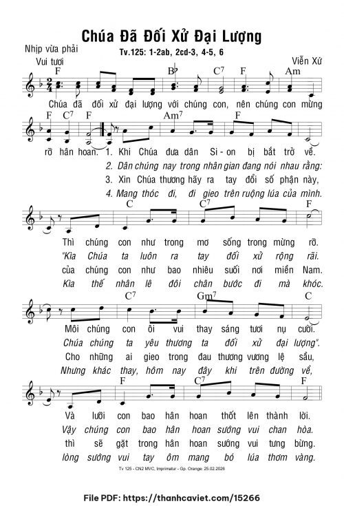 Chúa đã đối xử đại lượng - Viễn Xứ - trang 1
