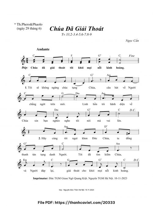 Chúa đã giải thoát - Ngọc Cẩn - trang 1