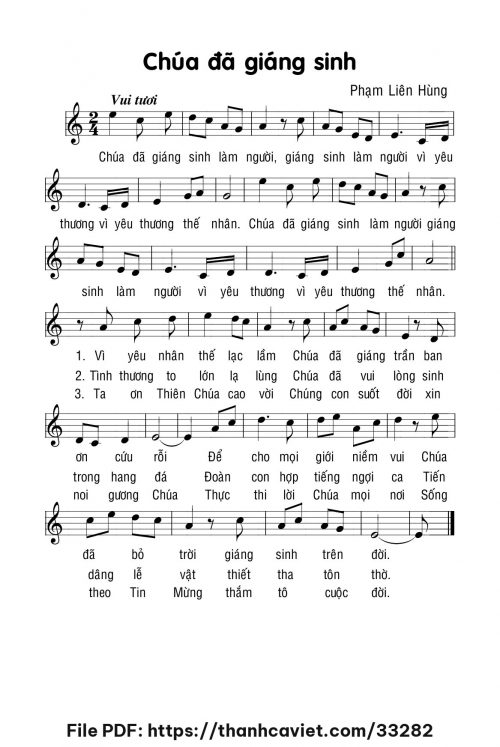 Chúa đã Giáng Sinh - Lm. Phạm Liên Hùng - trang 1