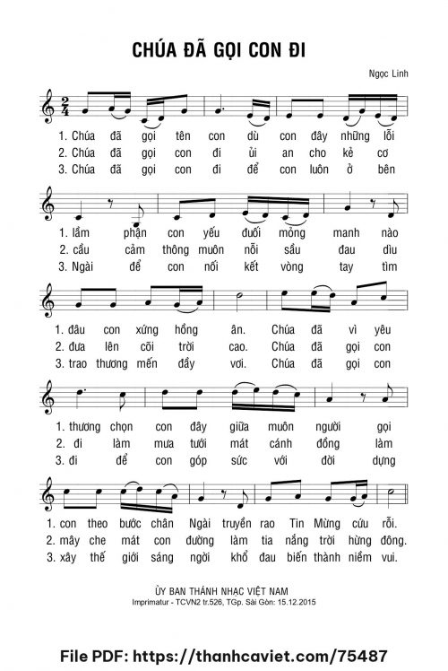 Chúa đã gọi con đi - Ngọc Linh - trang 1