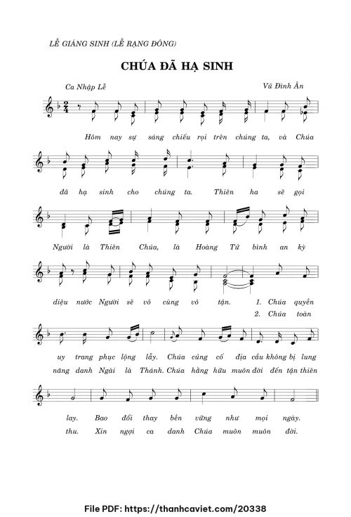 Chúa đã hạ sinh - Vũ Đình Ân - trang 1