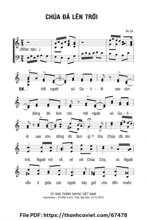 Chúa đã lên trời - Âu ca - trang 1